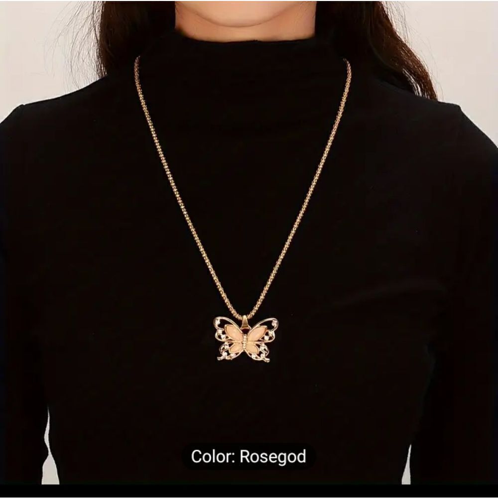 Butterfly necklace gold new e27 - Picture 1 of 3